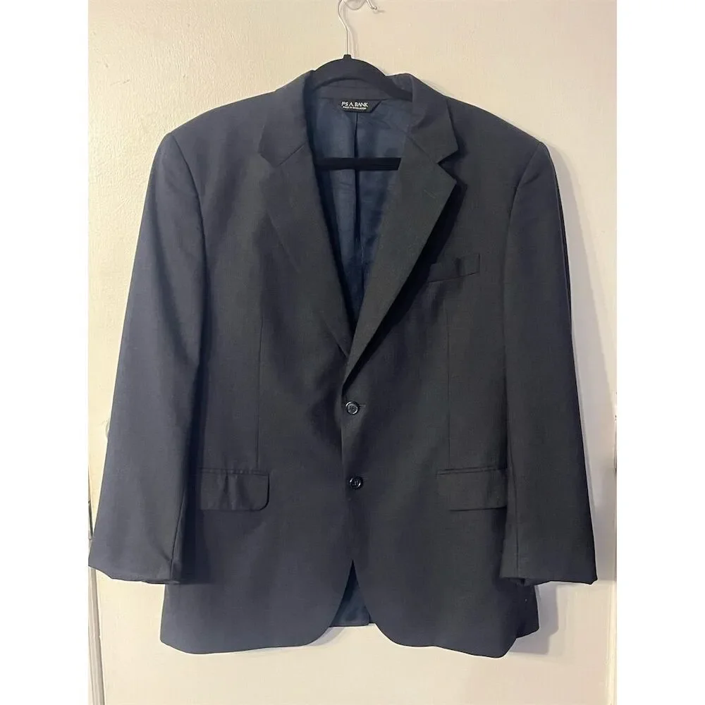 Jos A Banks Men's Wool Blend Blazer Sports Coat‎ Jacket Dark Gray 44R